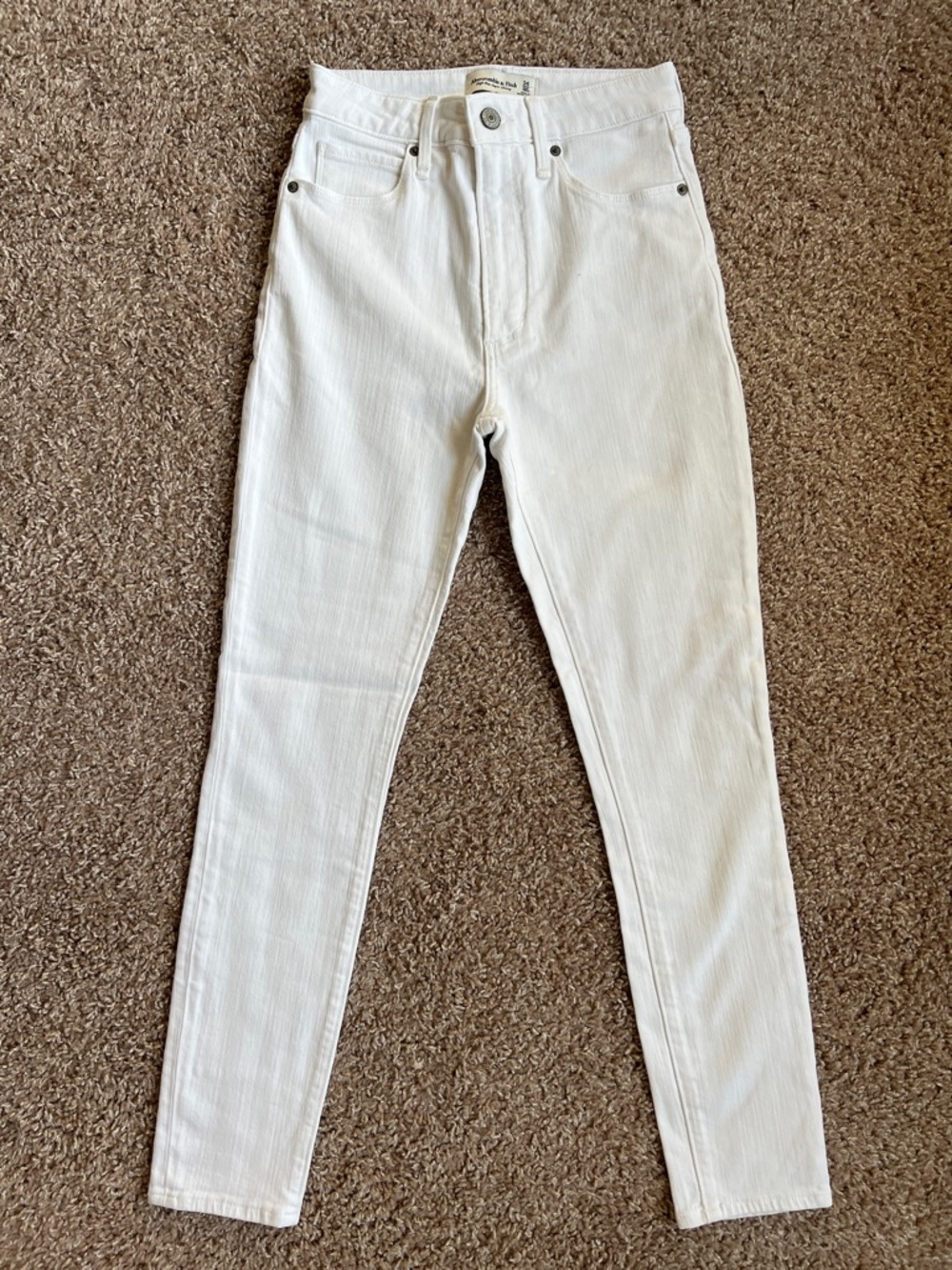 Abercrombie & Fitch High-Rise Super Skinny White Jeans